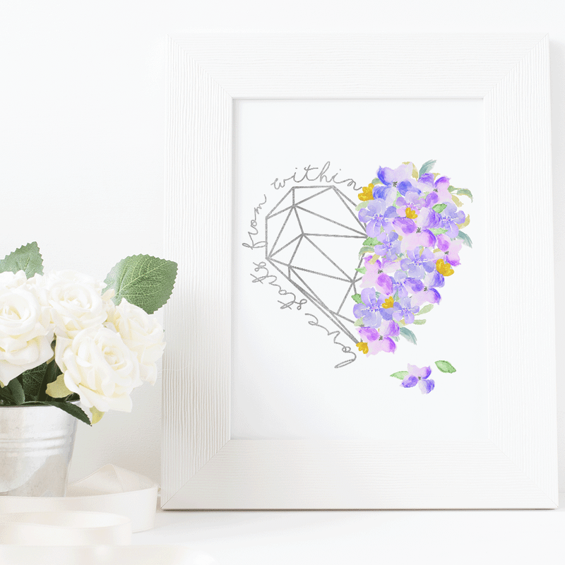 Heart print, watercolor heart