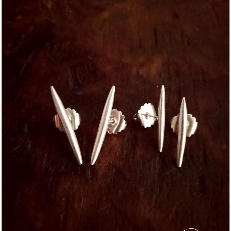 Sterling Silver Tribal Elements Rice Grain Earrings - Medium