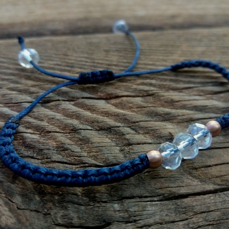 Blue Minimal Macrame Crystal Bracelet