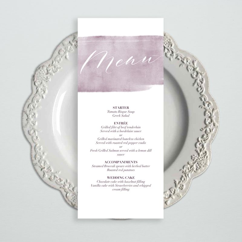Watercolor Purple Wedding Menu Template, Wedding Menu Cards, Wedding Menu Sign
