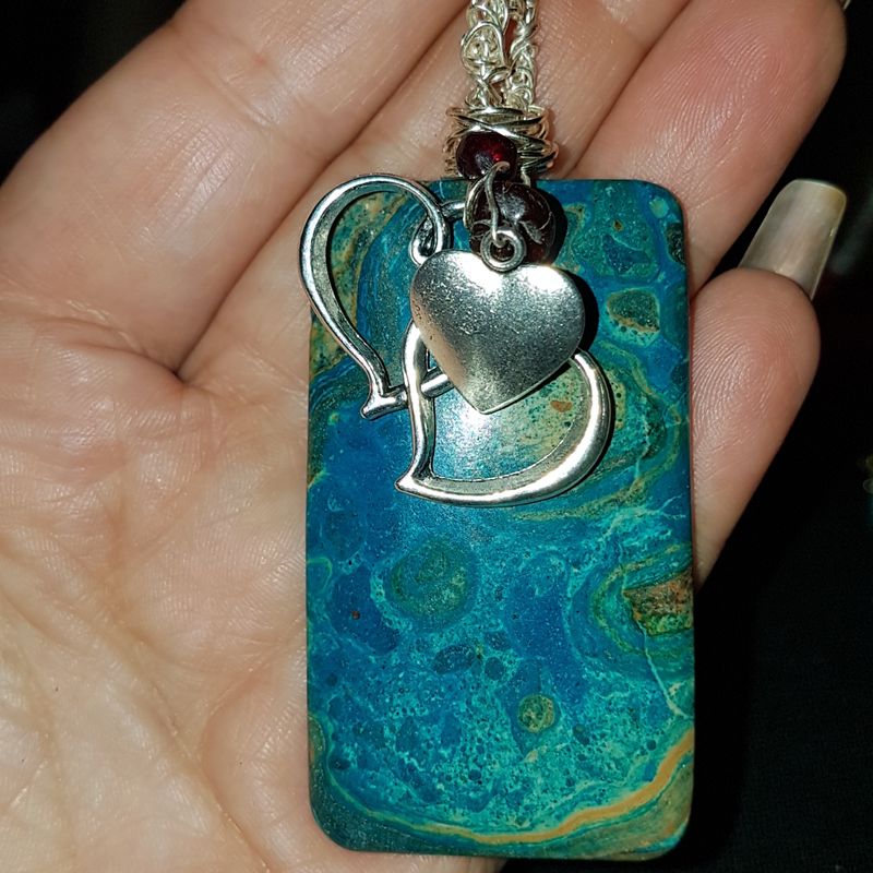 Crystal  sea sedment and garnet pendant