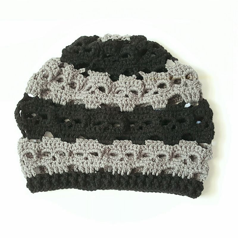 Skulls Slouch Hat - Black And Pewter Gray