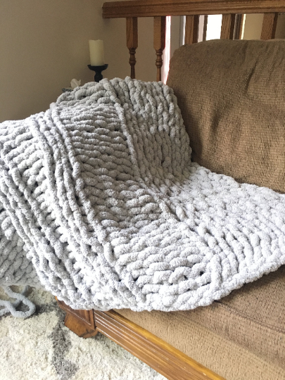 chunky chenile knit throw,large arm knit blanket