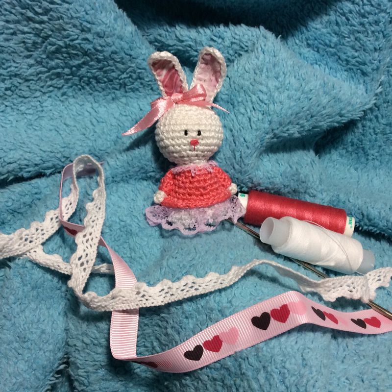 A knitted toy bunny