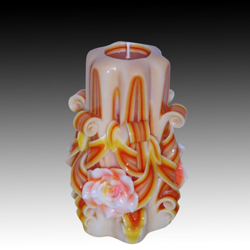 Rose candle - Anniversary gifts - Handmade gift candle - Hand Carved candles -Unusual gifts - Wedding - Orange rose candle - 5 inch/ 12cm