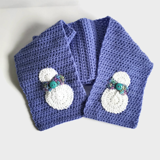 Lilac Winter Scarf with Snowman Appliques