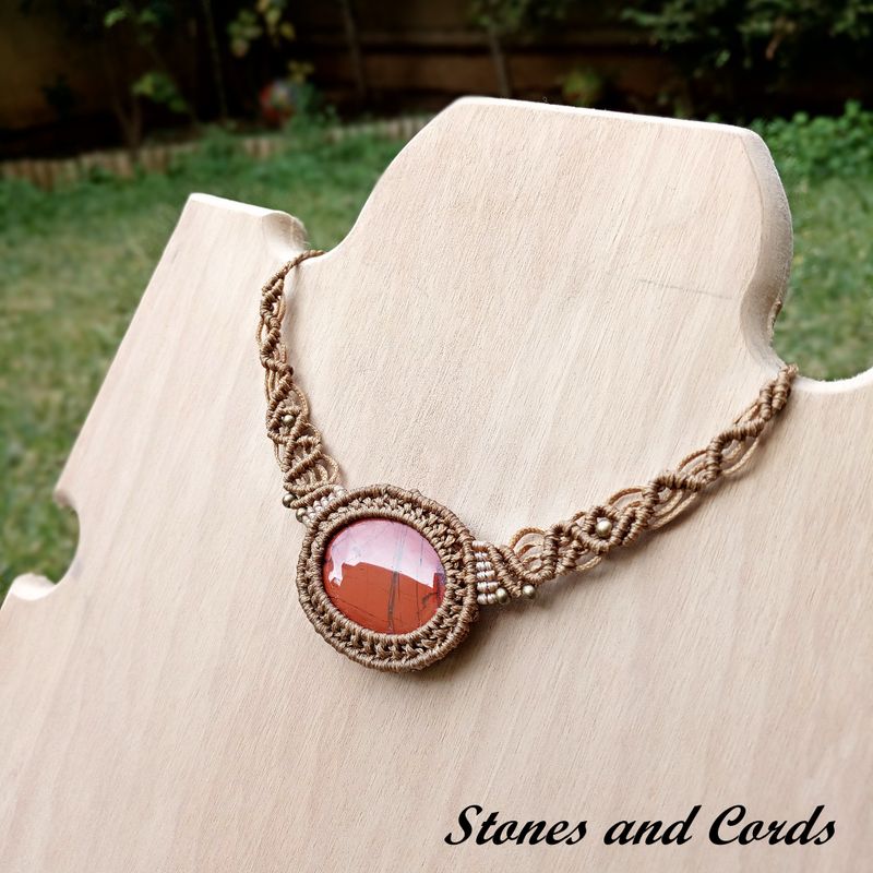 Red Jasper Macrame Necklace