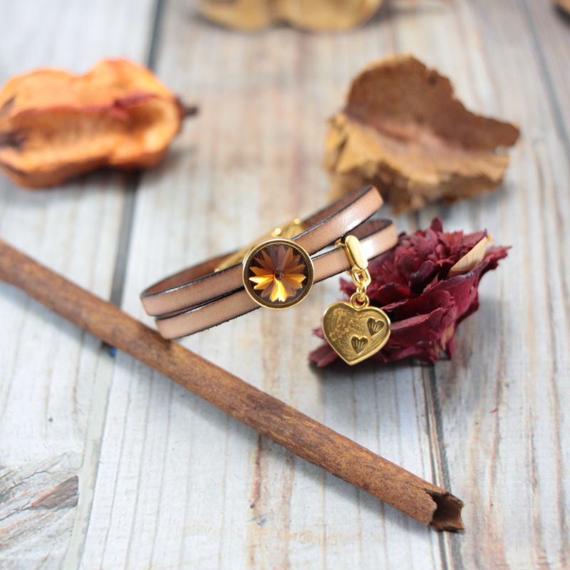 Swarovski Crystal Bracelet Valentines Day Gift for Her Leather Bracelet Handmade Jewelry Wrap Bracelet Anniversary Gift Birthday Gift