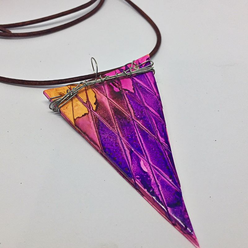 Purple Triangle Necklace, Polymer Clay Jewelry, Sassy Sacha Jewelry, Handmade Jewelry