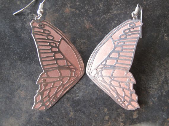 Butterfly Effect! Beautiful Copper and Silver Butterfly Wing Earrings,Metal Jewellery,Nature Jewellery