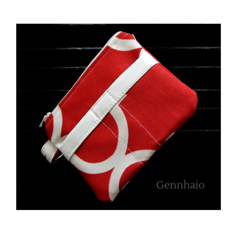 Key Fob Wallet, Small Minimalist Fabric Wallet, Red Small Pouch, Keychain Wallet Pouch, Keychain Card Holder, Earbud Case