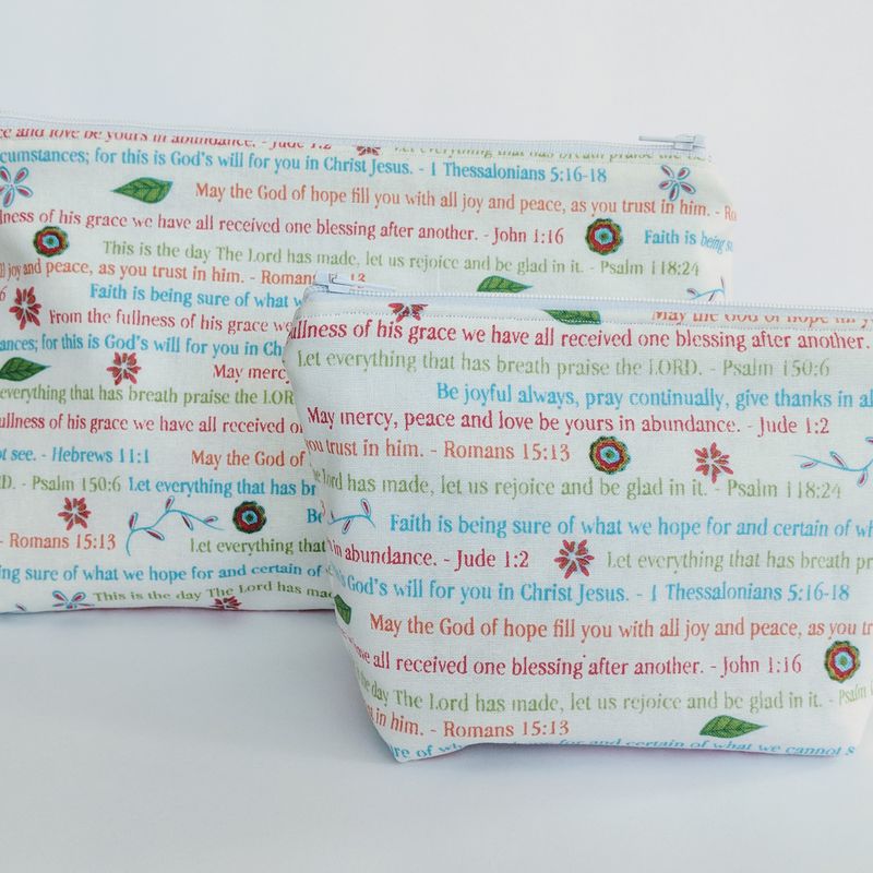 Bible Verses Matching Bag, Christian Cosmetic Bag, Religious Bag, Travel Pouch, Zipper Bag, Gift for Anyone, Religious Gift