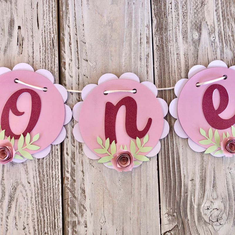 Floral First Birthday Banner
