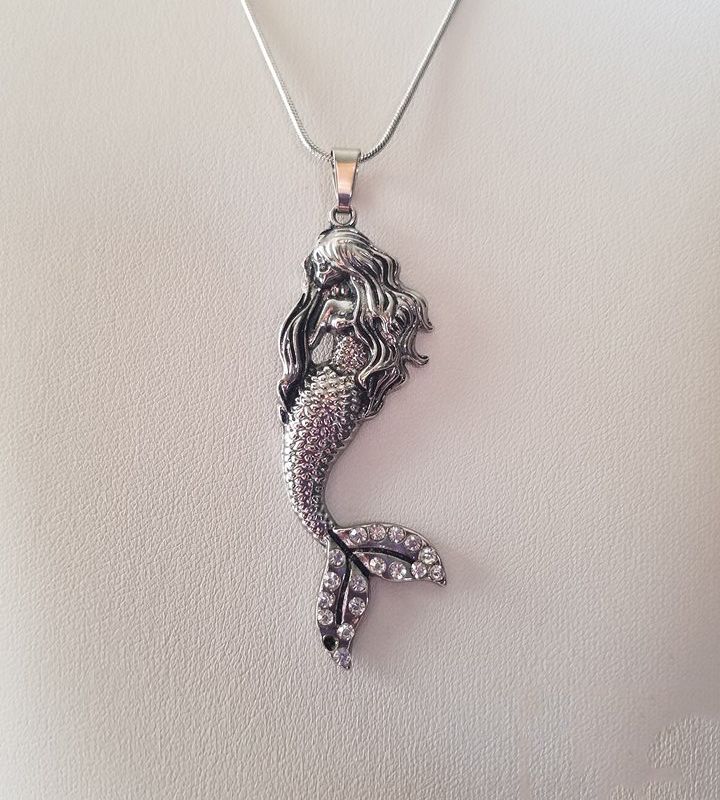 Mermaid Necklace/ Silver Mermaid Necklace, Ocean Necklace, Once Upon A Time, Fairytale Necklaces, Fish Necklace, Mermaid Jewelry