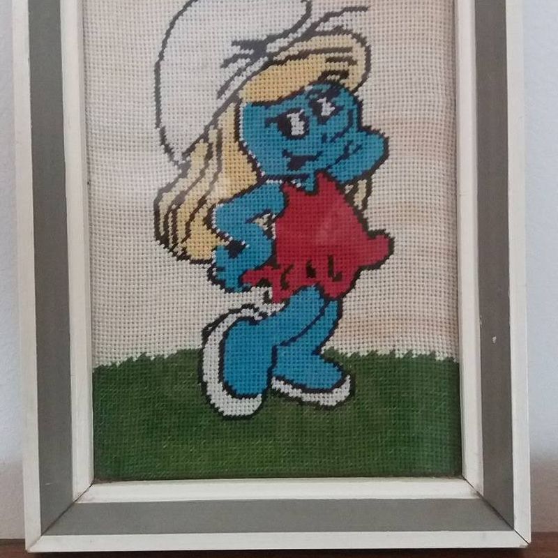 Vintage Smurfette gobelin, wall decor Schtroumpfs