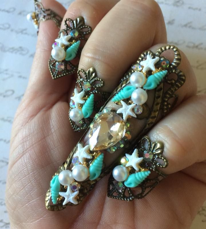 Mermaid queen nail ring set