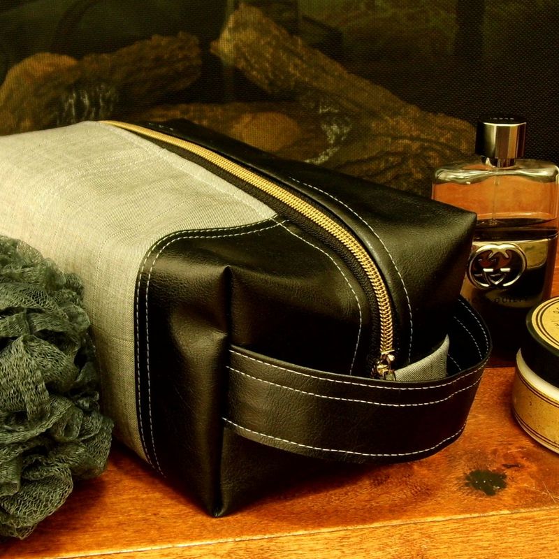 Grey Toiletry Bag, Toiletry Bag Men, Mens Shaving Bag, Vegan Toiletry Bag, Travel Toiletry Case, Dopp Kit For Men, Boxy Makeup Bag,