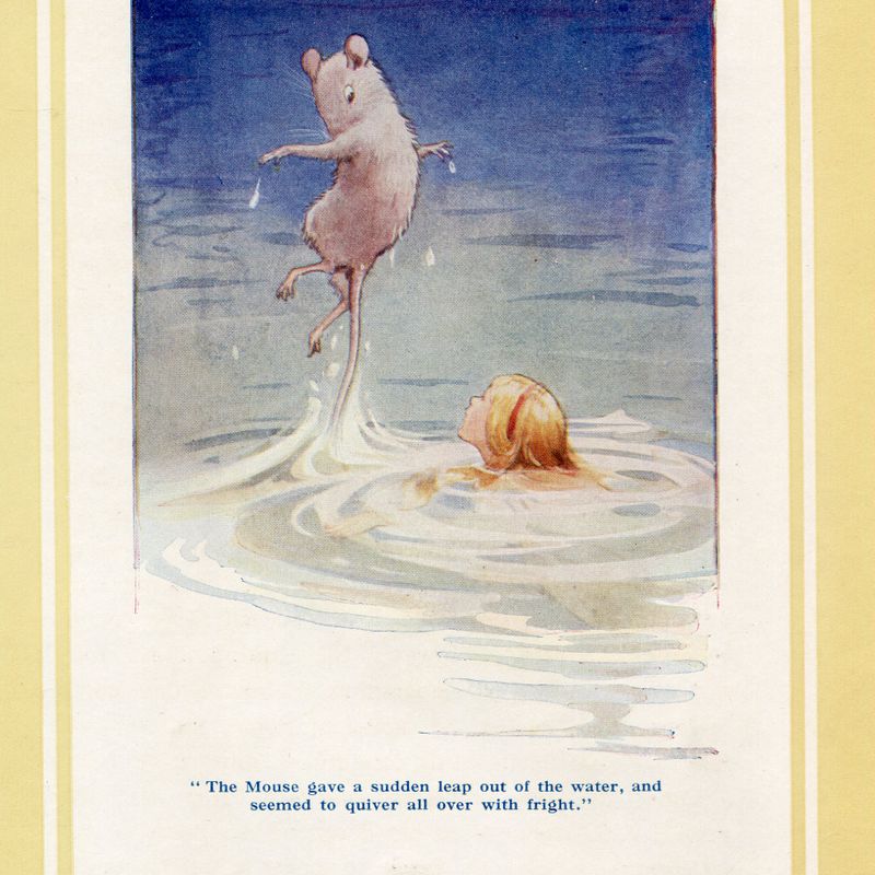 Margaret Tarrant Vintage Plate-Alice in Wonderland--Mouse Leaps in Water-c1930