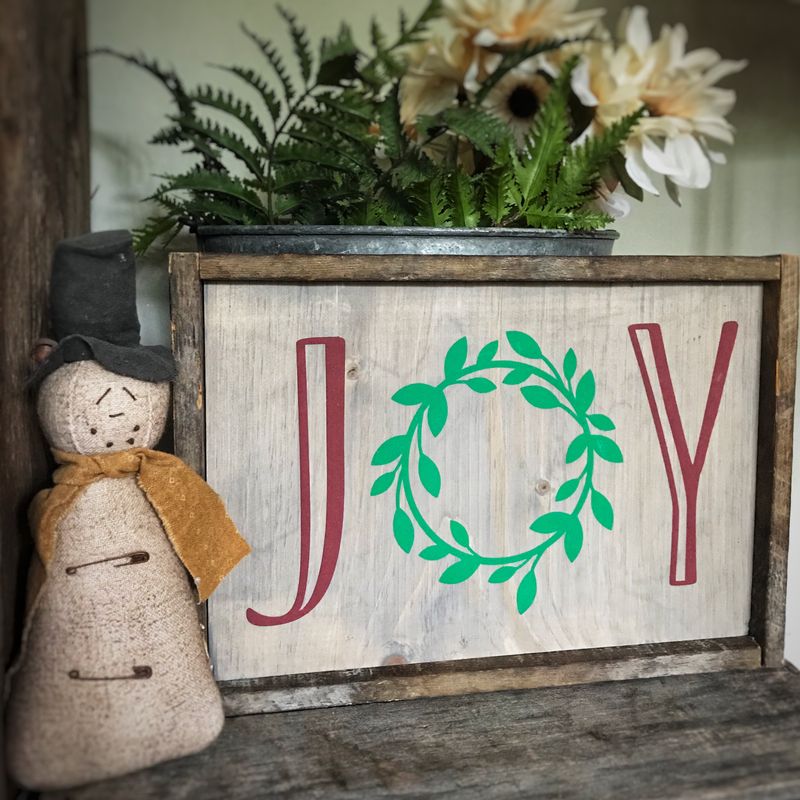 Joy Sign, rustic country Christmas sign, peace love joy