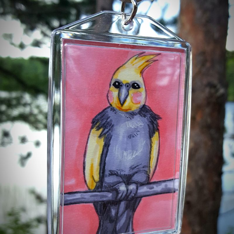 Yvonne 2x3 Photo Keychain | Cute Cockatiel | Each Copy is Handpainted | Perfect For Bird Lovers | Back to School Accessory