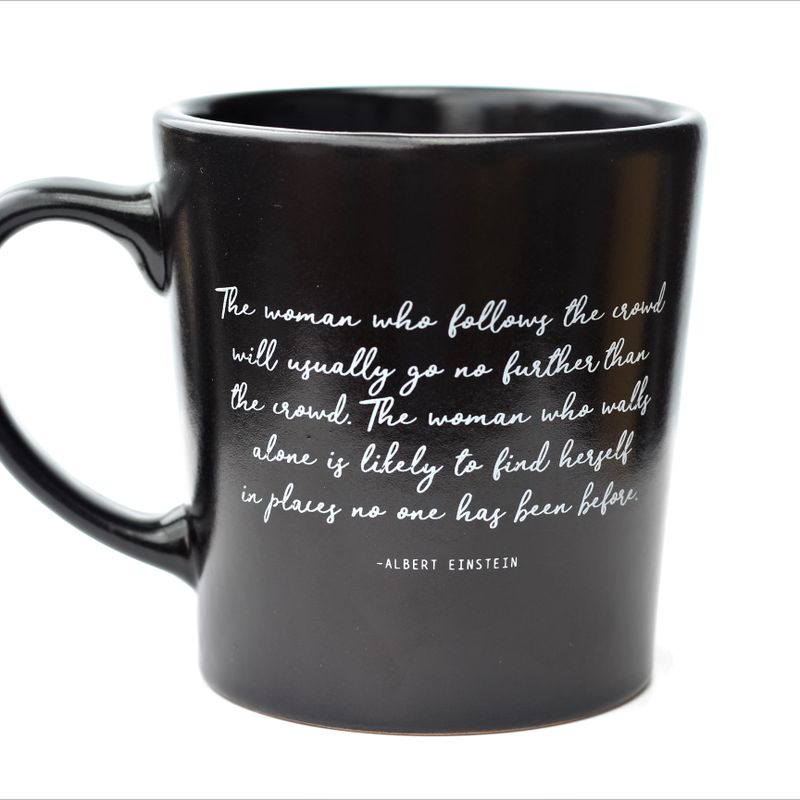 Black Coffee Mug. Einstein Mug. Ceramic Mug with Einstein Quote. Quote Mug. Black Pottery. 16 oz Mug. XXL Coffee Mug.