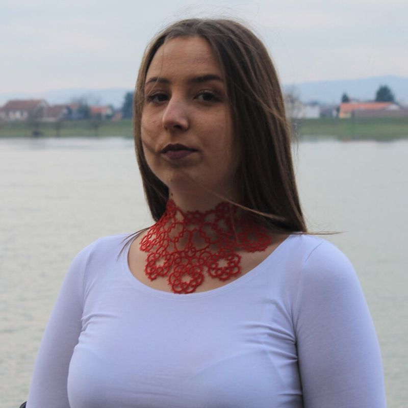 Red lace necklace, Vintage collar necklace Victorian necklace, Handmade statement jewelry