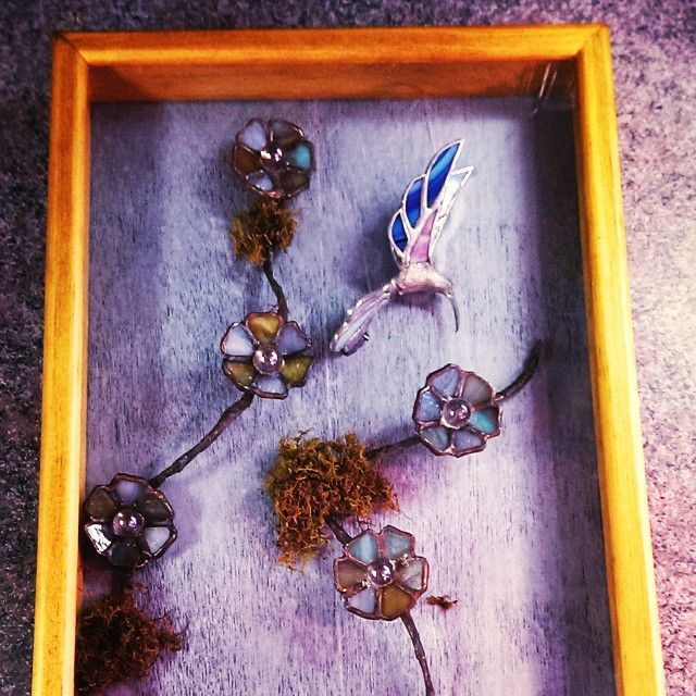 Hummingbird Mixed media OOAK Piece "Twilight Flight"