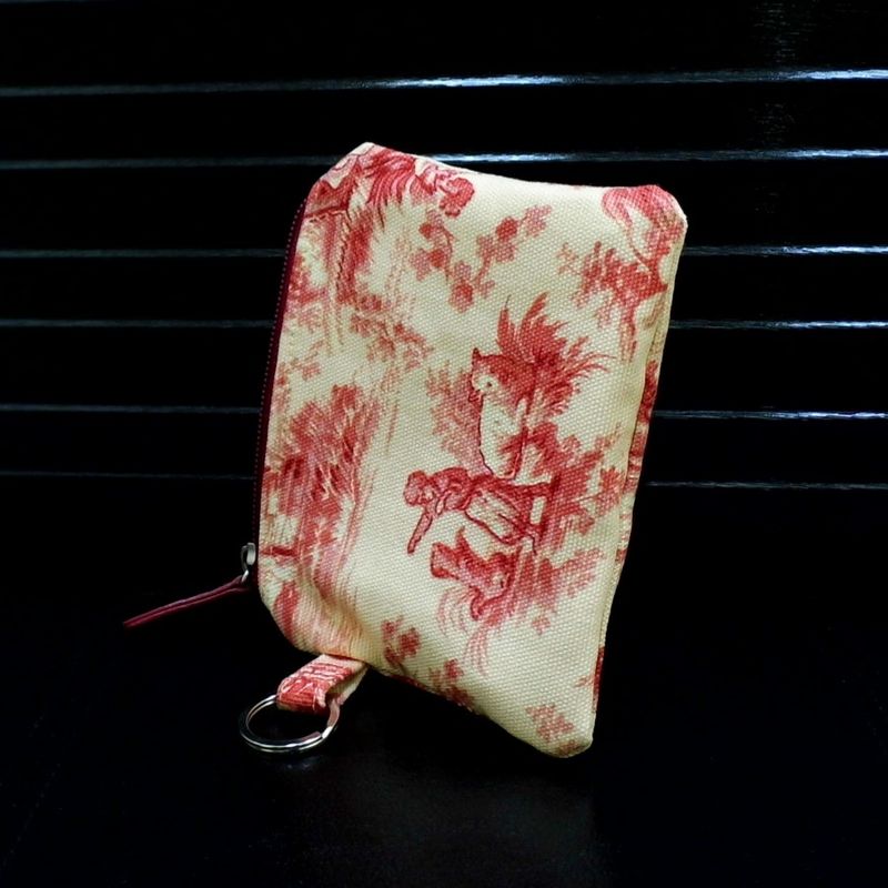 SOLD - Key Fob Wallet, Small Wallet, Minimalist Fabric Wallet, Pink Small Pouch, Keychain Wallet Pouch, Keychain Card Holder, Earbud Case