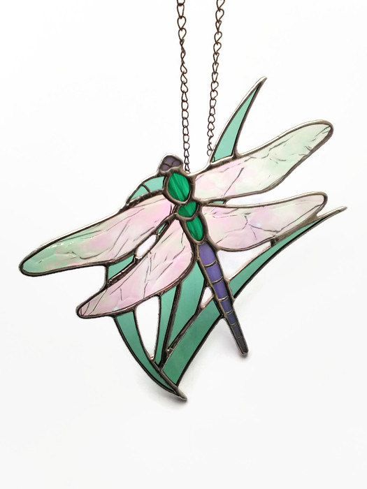 Turquoise Dragonfly with Rainbow Wings, Dragonfly Suncatcher Window Hanging
