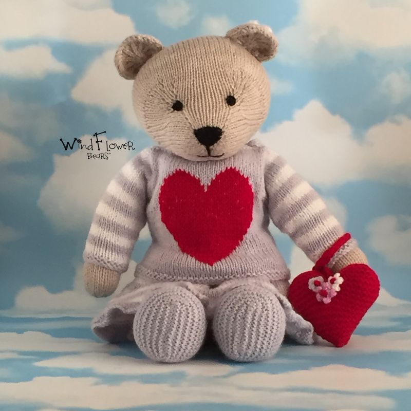 Hand knitted one of a kind teddy bear - Lovage.