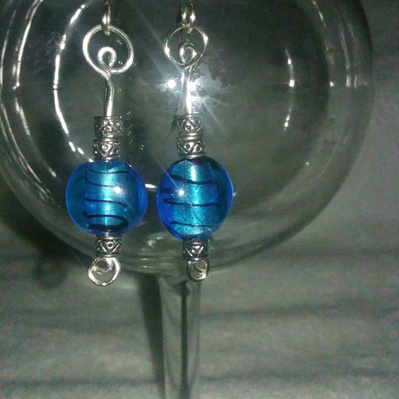 Handmade Foil Glass Earrings....Matches Bracelet Listed Here