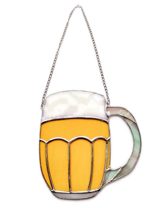 Beer Mug Suncatcher for Men, Alcohol-free healthy ornament for him, in 4 colours