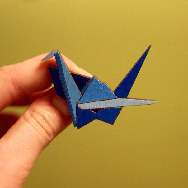 "Crane" - a wooden brooch