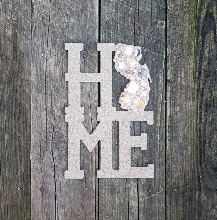 Shell Covered NJ "HOME" Wall Hanging