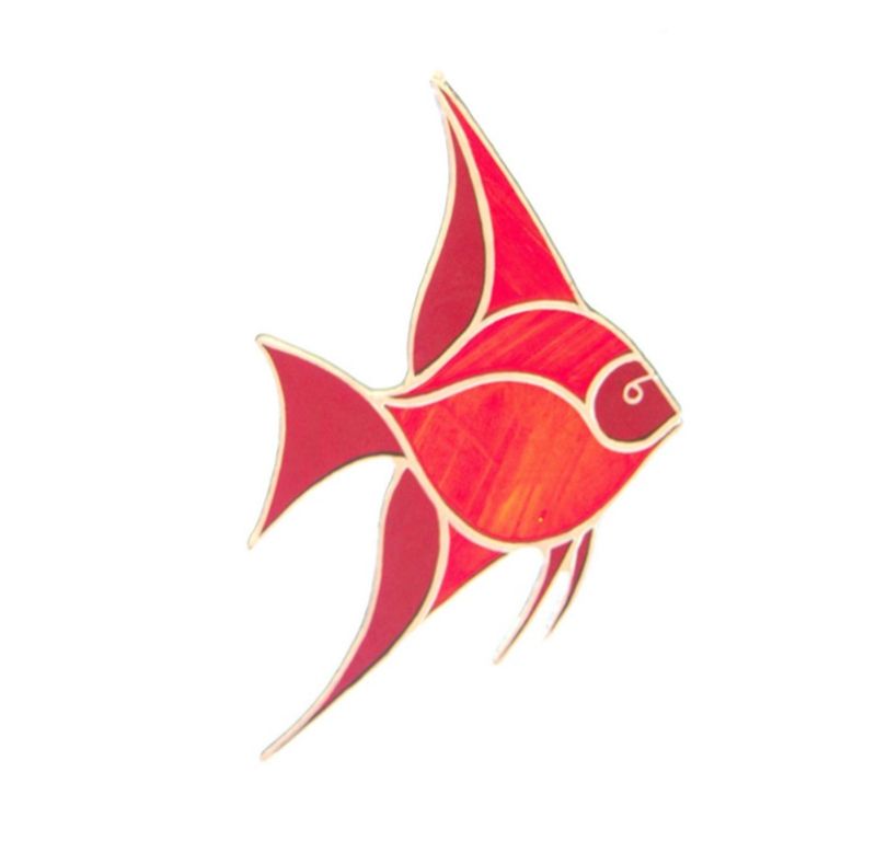 Angelfish Suncatcher, Red Tropical Fish Window Decoration, Ocean Life Angel Fish