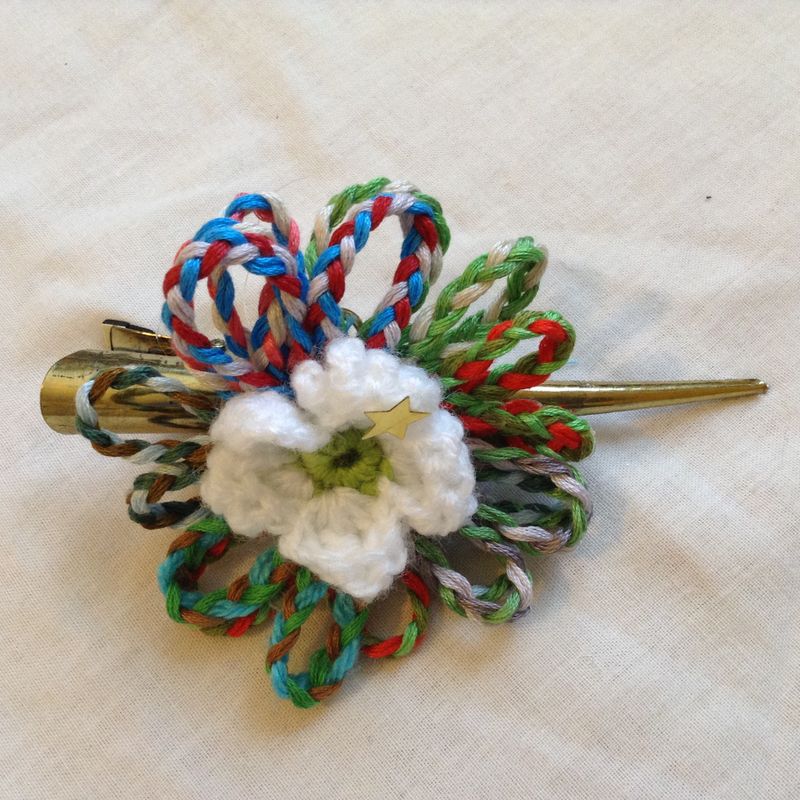 beautiful plated crochet hair slide