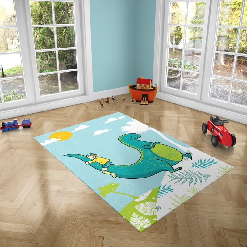 Dinosaur Love, PVC Carpet print, kids Room Decor ,Boys Carpets, Boys Nursery Art, Gift for Boys, Art for Boys Room, Dinosaur illustration