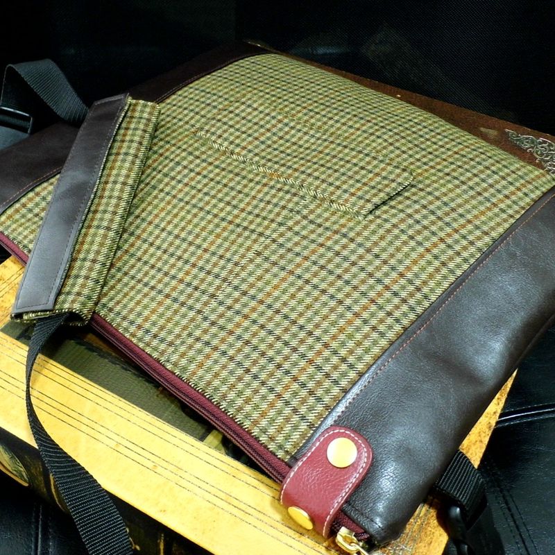 Brown Crossbody Bag, Tartan Messenger Bag, Messenger Bag, Shoulder Bag, Faux Leather Laptop Bag, Bespoke Bag