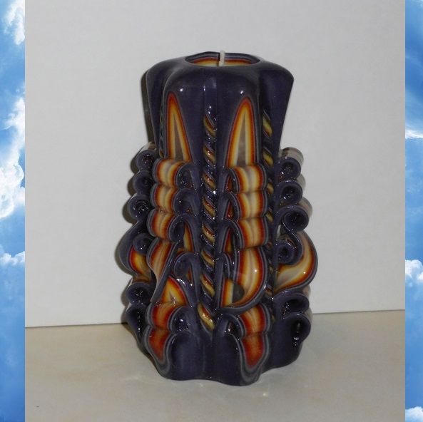Unique handmade gift candle - Gift for friend - Purple candle - Hand Carved candles - 5 inch/ 12cm