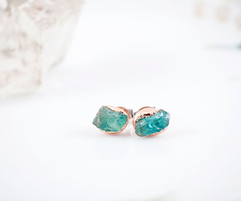 Blue Apatite Stud Earrings