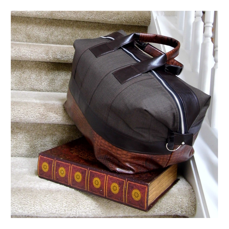 Mens Vegan Leather Weekender Bag, Brown Faux Leather Travel Bag, Large Black Weekend Bag, Unisex Luggage Carrier