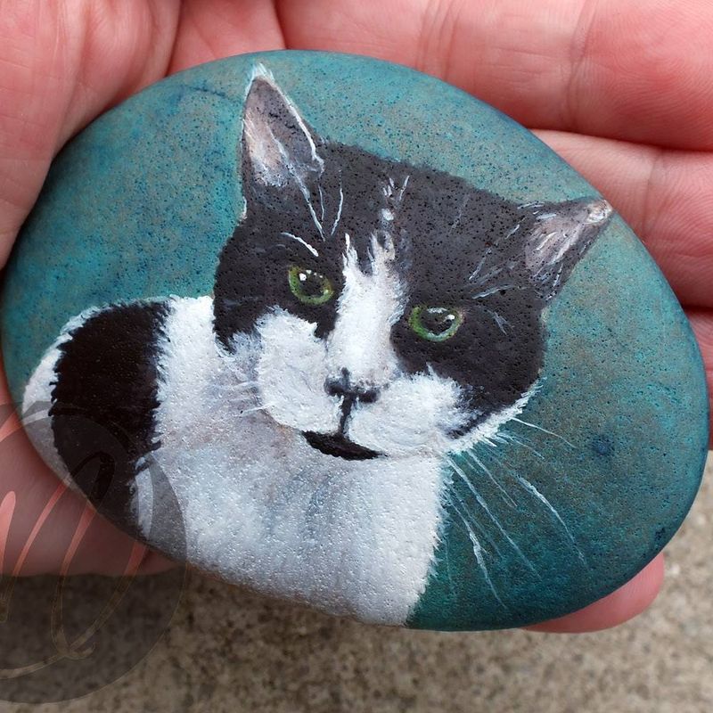 Pebble Pet Portrait commission - cats
