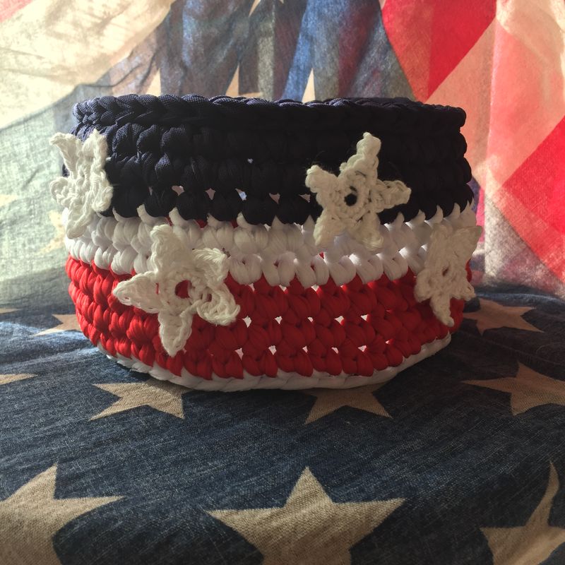 American's Patriotic Crochet Basket