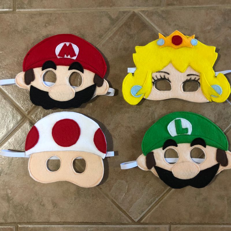 Felt Mario Inspired Masks, dramatic play, costume accessories