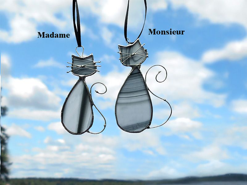 Stained Glass Cat Suncatcher Cats in Love MADAME & MONSIEUR