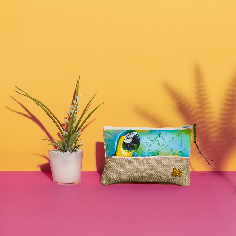 Macaw Hand Painted Pouch