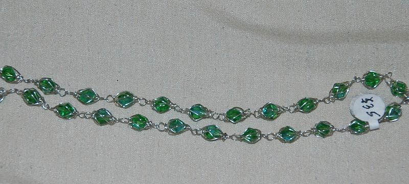 doubled green caged crystal bracelet