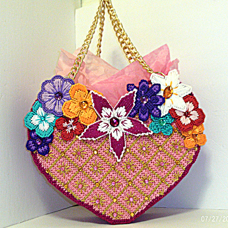 Pink and Gold Heart shaped tote bag
