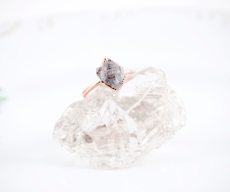 Herkimer Diamond Ring in Copper Size 7