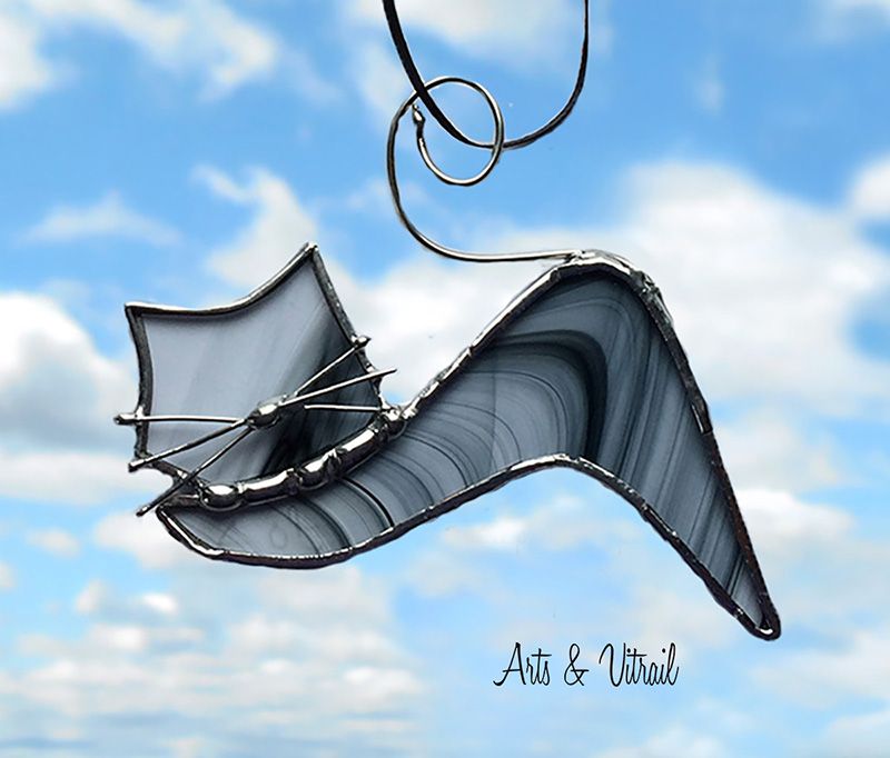 Stained glass cat suncatcher RONRON